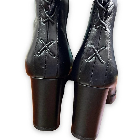Carvela NWT Over The Knee Back Lace-Up Detail Black Faux Leather Heeled Boots 6 - Picture 8 of 16